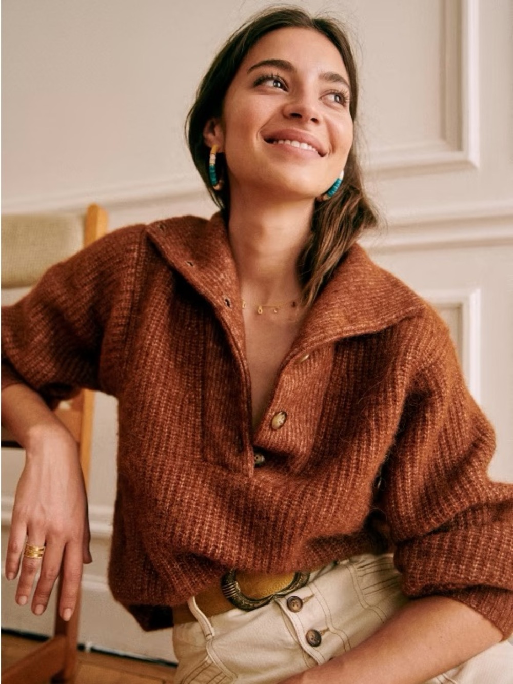 Sezane Micky Jumper Hazelnut Alpaca Sweater
